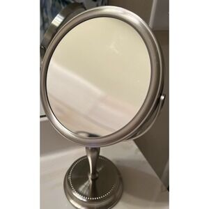 Everhome Beaded Metal Counter-top Mirror Silver Tone New Open Box